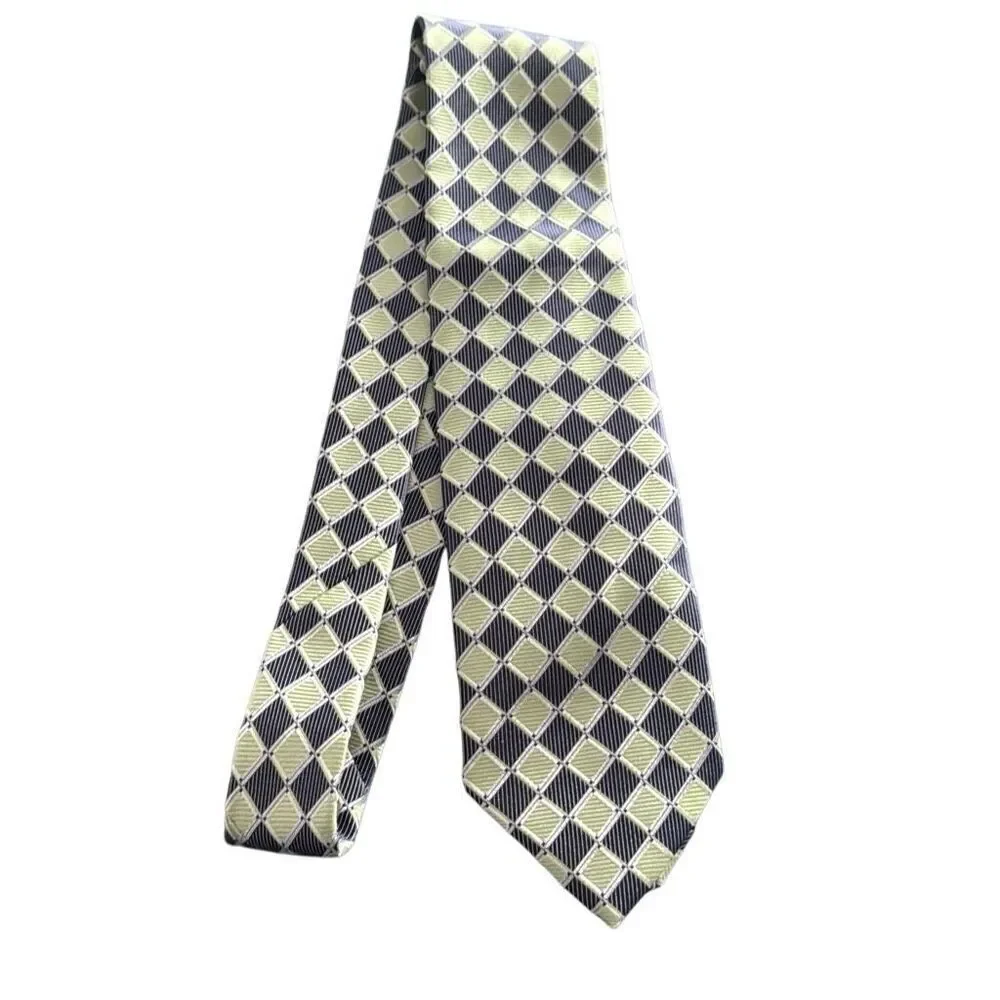 Stafford Essentials Suit Tie, light green, navy blue and silver.